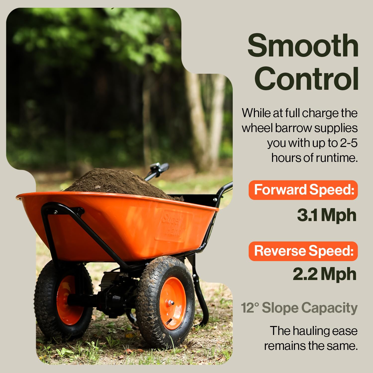 SuperHandy Wheelbarrow Utility Cart Electric 24V DC 330lbs Max Load Barrel Dump Material Debris Hauler (Amazon Exclusive)