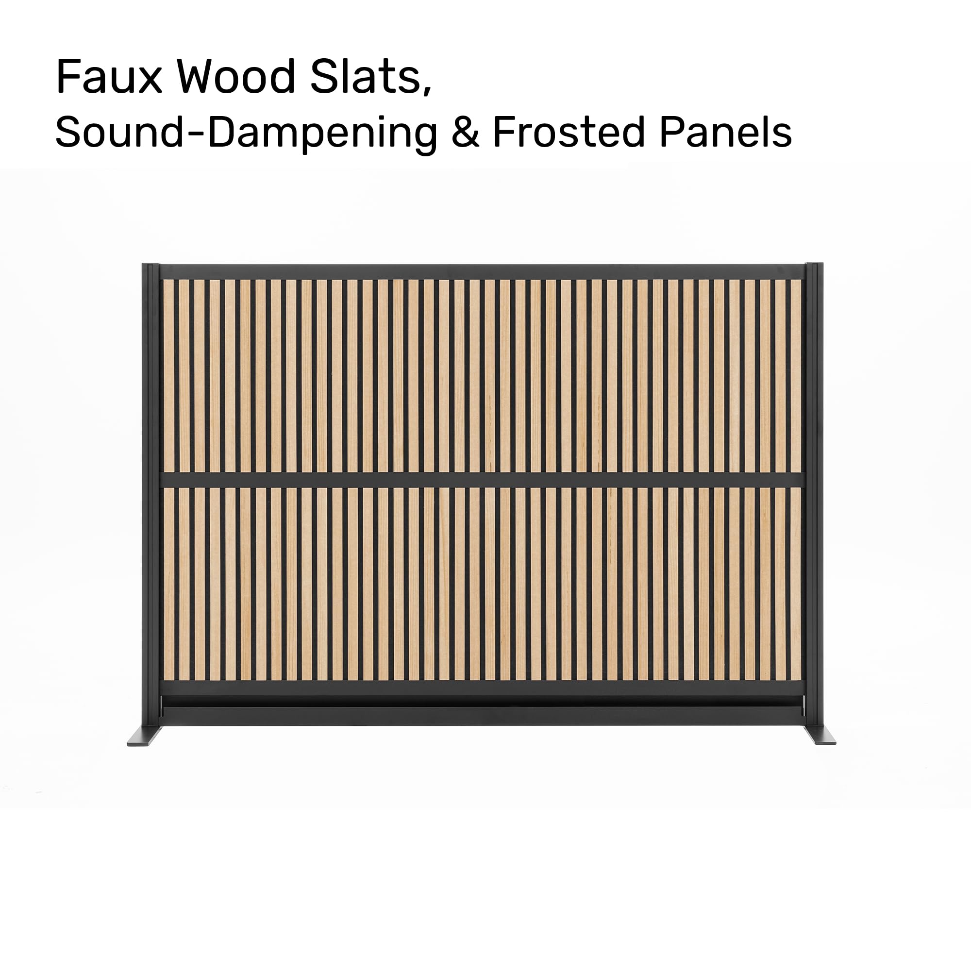 Grove Modular Wall | Room Divider with Faux Wood Slats, Sound Dampening Panels | Expandable Office Partition for Privacy & Stability (70" x 48")