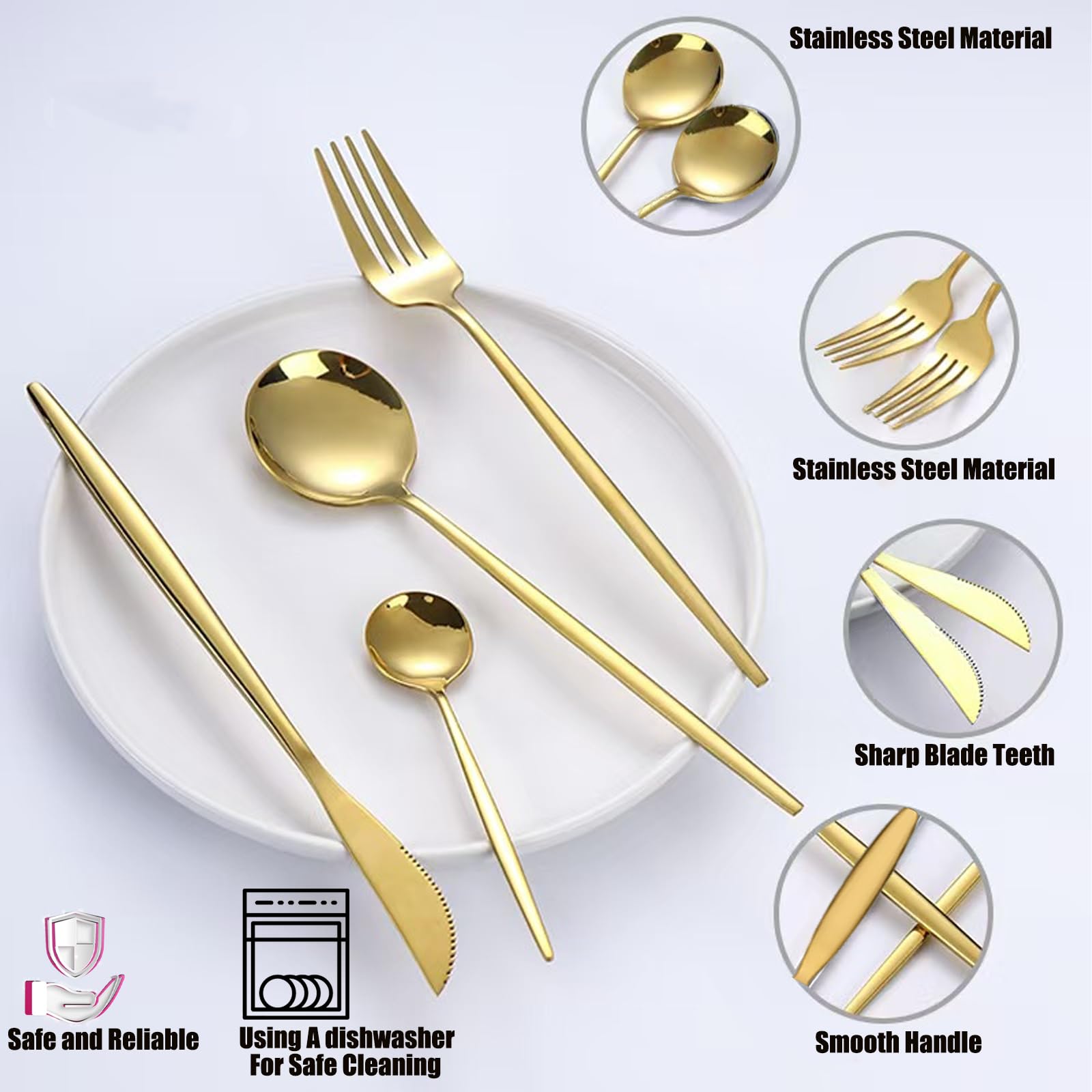 600-Piece Food Grade Gold Silverware Set, Luxury Flatware Set for 120 - Premium Stainless Steel Cutlery Set with Spoons Forks Knives, Shiny Gold Polished Kitchen Utensils for Home Restaurant Hotel