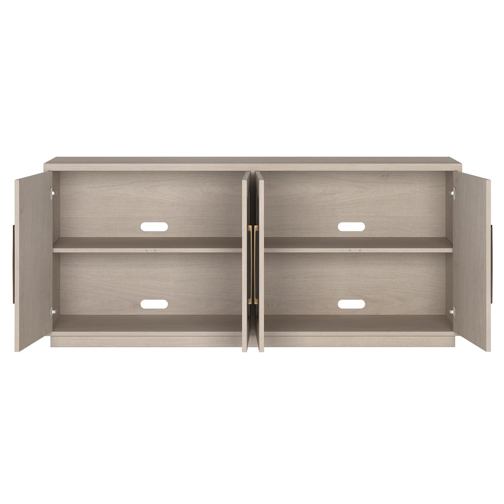 Henn&Hart 68" Sideboard Buffet Cabinet, Modern Credenza with 4 Panel Doors, Adjustable Shelves, and Cable Management Cut-Outs for Dining Room, Kitchen, Living Room or Entryway, Beech White