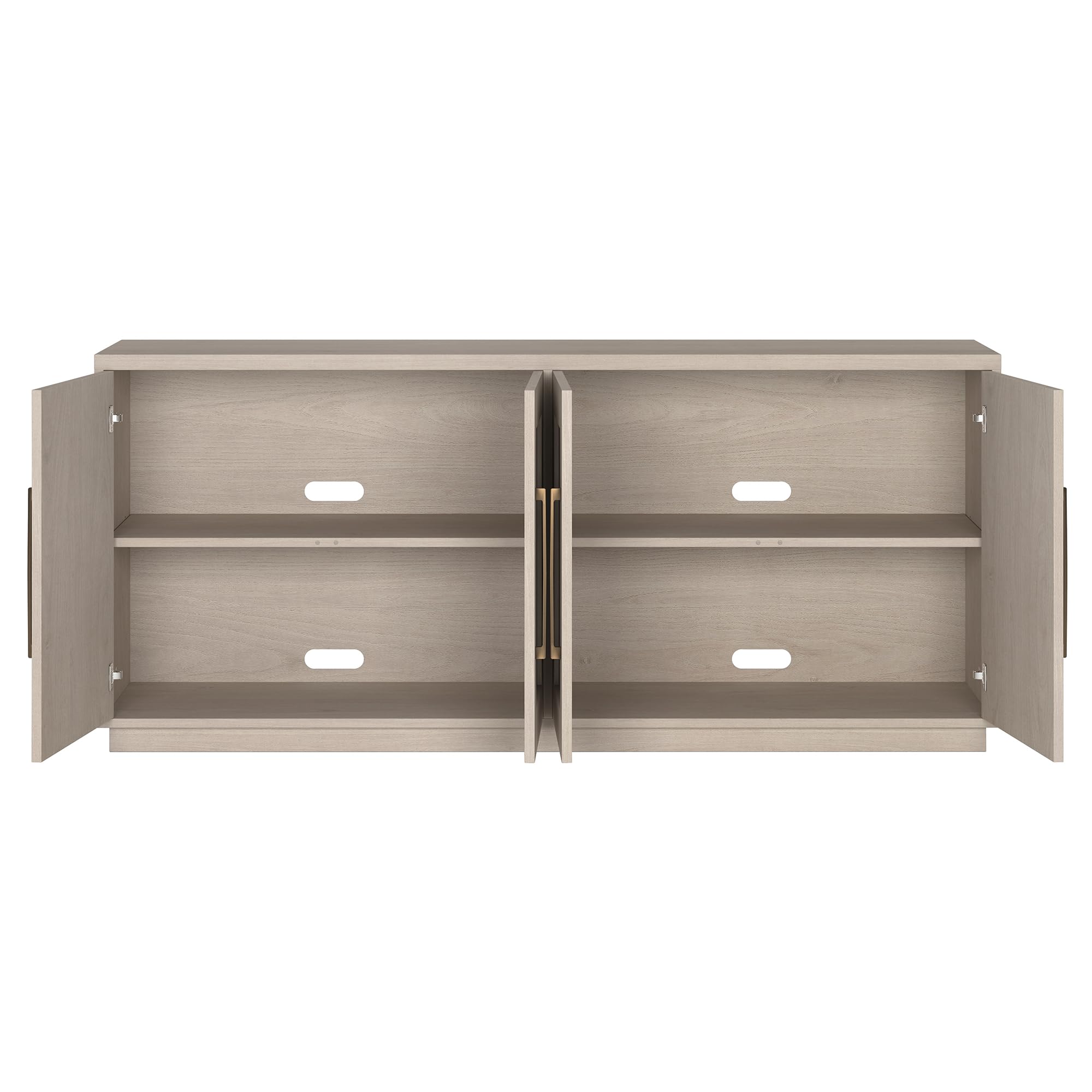 Henn&Hart 68" Sideboard Buffet Cabinet, Modern Credenza with 4 Panel Doors, Adjustable Shelves, and Cable Management Cut-Outs for Dining Room, Kitchen, Living Room or Entryway, Beech White