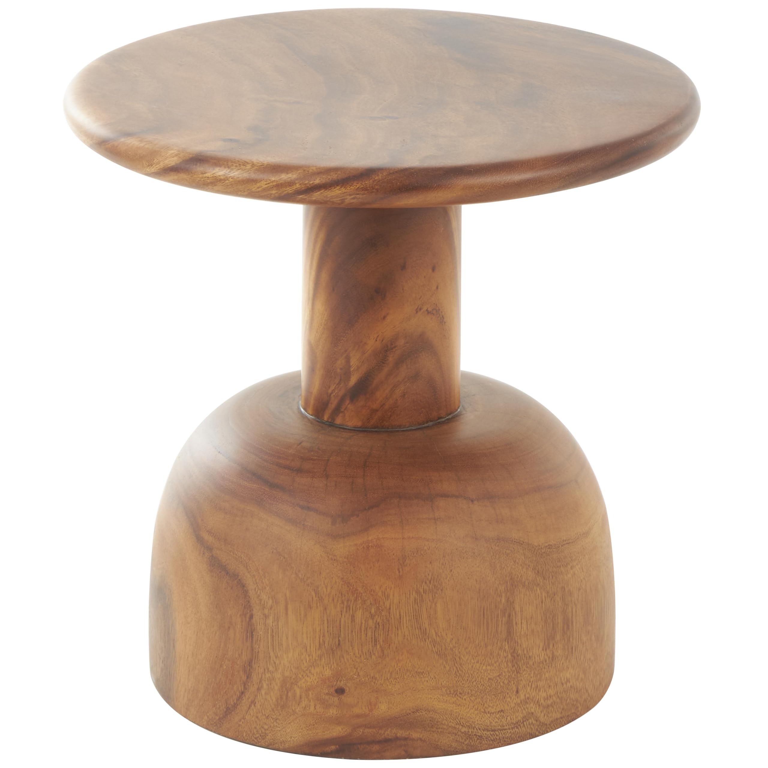 Deco 79 Wood Handmade Side End Accent Table End Table with Rounded Block Base, Side Table 16" x 16" x 16", Brown
