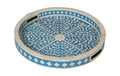 Handcrafted Bone Inlay Serving Tray Elegant Wooden Tray with Intricate Bone Inlay Patterns, Ideal for Serving Drinks, Snacks, and Home Décor