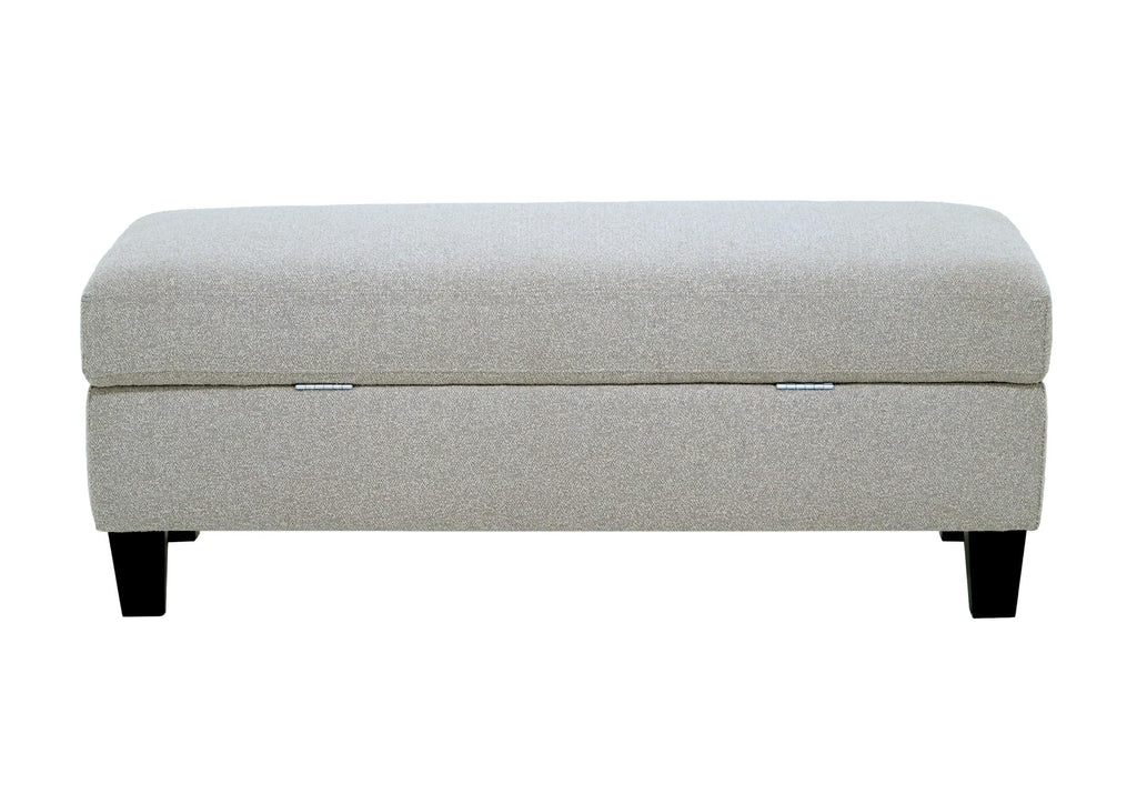 GDFStudio 48.6" Storage Ottoman Bench with Hidden Storage, Upholstered Rectangle Ottoman Foot Stool, End of Bed Bench with Solid Wood Legs for Bedroom Living Room Entryway, Easy Assembly, Pebble Gray