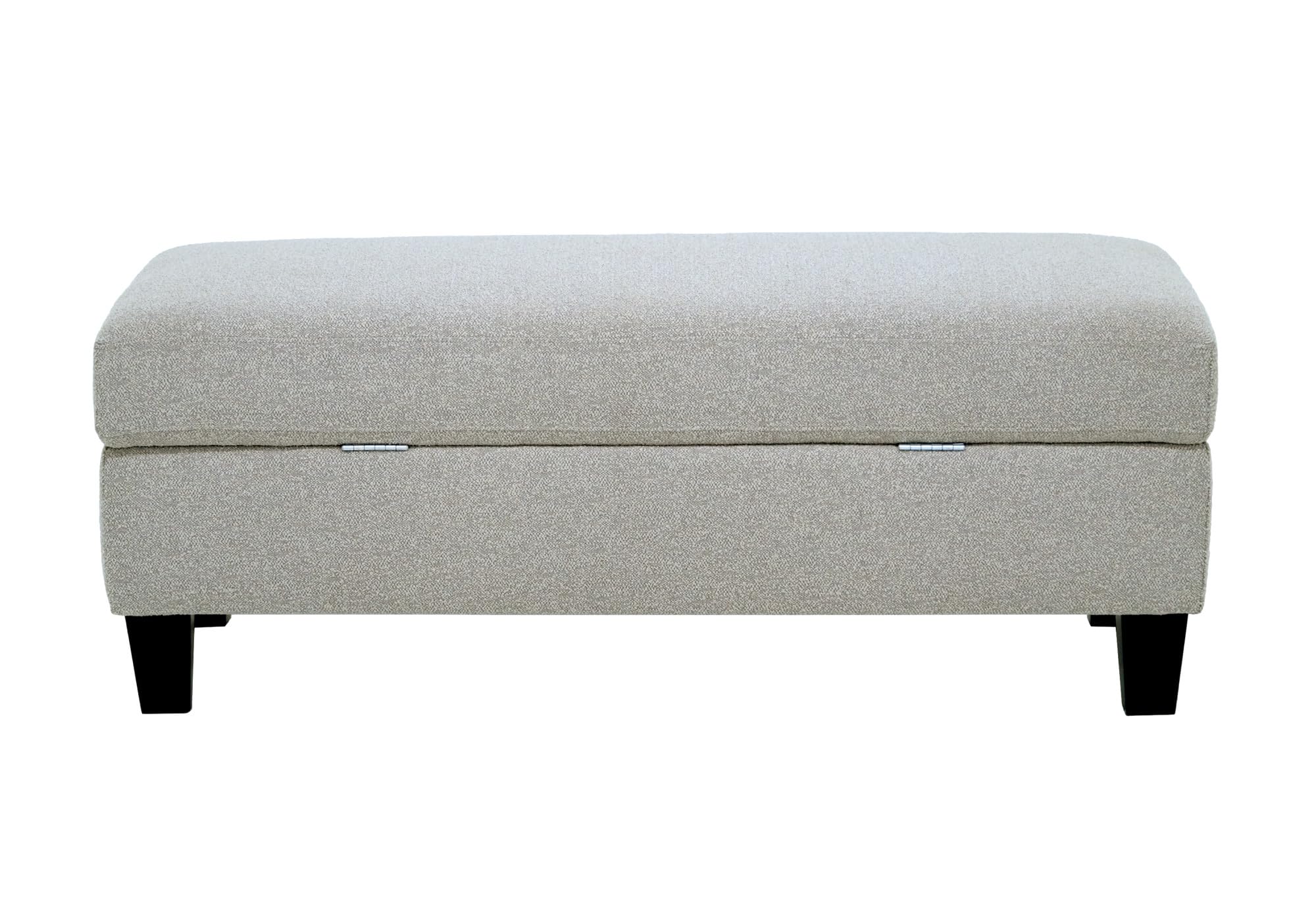 GDFStudio 48.6" Storage Ottoman Bench with Hidden Storage, Upholstered Rectangle Ottoman Foot Stool, End of Bed Bench with Solid Wood Legs for Bedroom Living Room Entryway, Easy Assembly, Pebble Gray