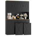 HOSTACK 71" H Kitchen Trash Can Hutch Cabinet, 12.5 Gallon Double Pull Out Garbage Can Hutch Cabinet with Trash Bin Storage Holders, 47" Wide Kitchen Pantry with Hidden Garbage Storage, Black