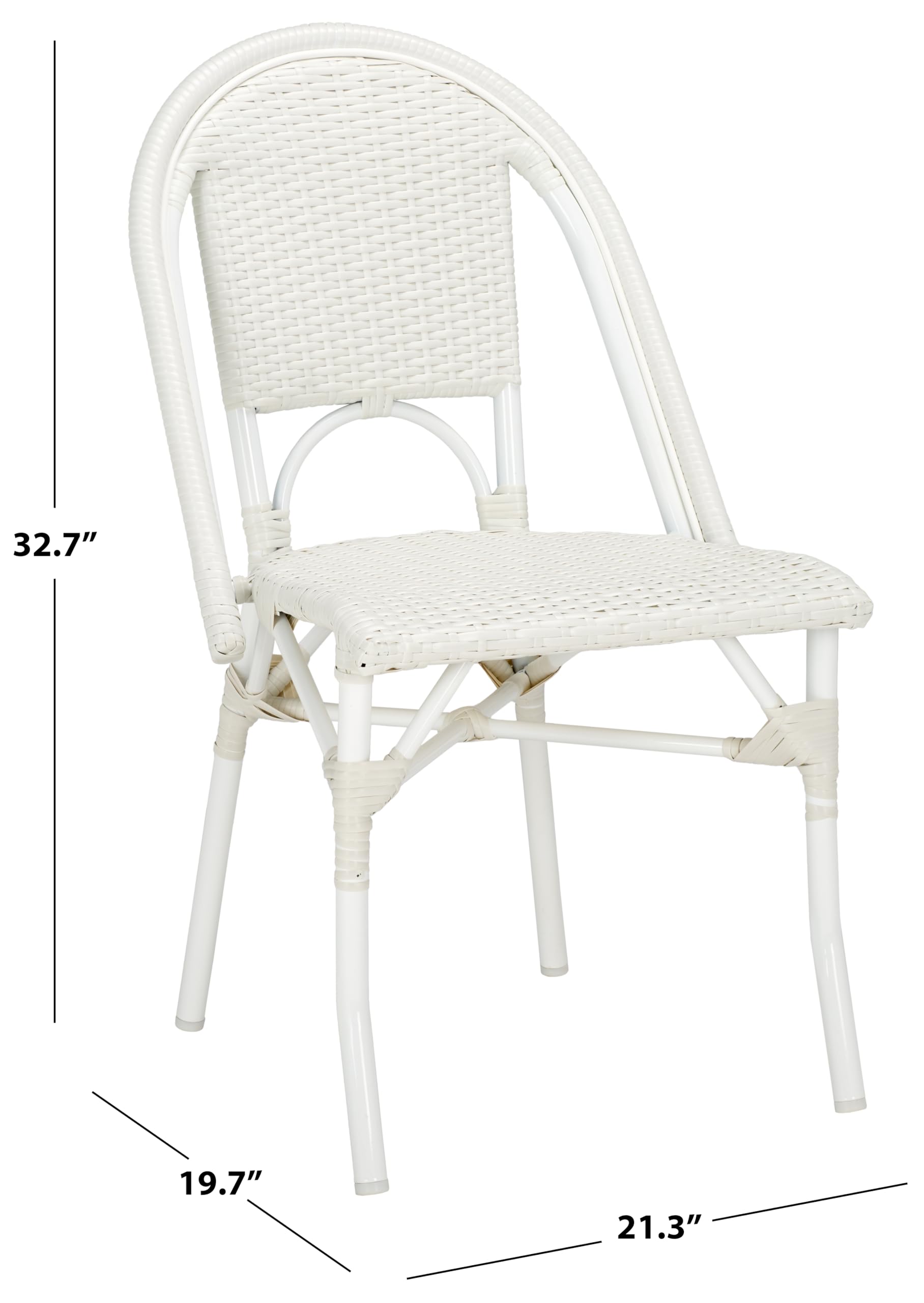 SAFAVIEH Outdoor - Torino Bistro Chair Set of 2 - White - Faux Wicker & Aluminum Frame - Bistro Side Chair Design - Ideal for Patio, Deck, Sunroom, Dining Area, 18" Seat Height (PAT7550C-SET2)