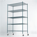 APLSS NSF 5-Tier Green-Epoxy Storage Shelves, 24"x60"x74", Moist&Dry Environments, Commercial Heavy Duty Steel Wire Shelving Unit with Wheels, Walk-in Cooler&Freezer Dishroom Kitchen