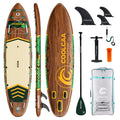 COOLCAA Mermaid 11'6" Inflatable Stand-Up Paddle Board, 490Lbs Capacity SUP Board with 34'' Extra Wide, Fishing Paddleboard with Accessories & Bag for Adults Youth (Jungle Echo)