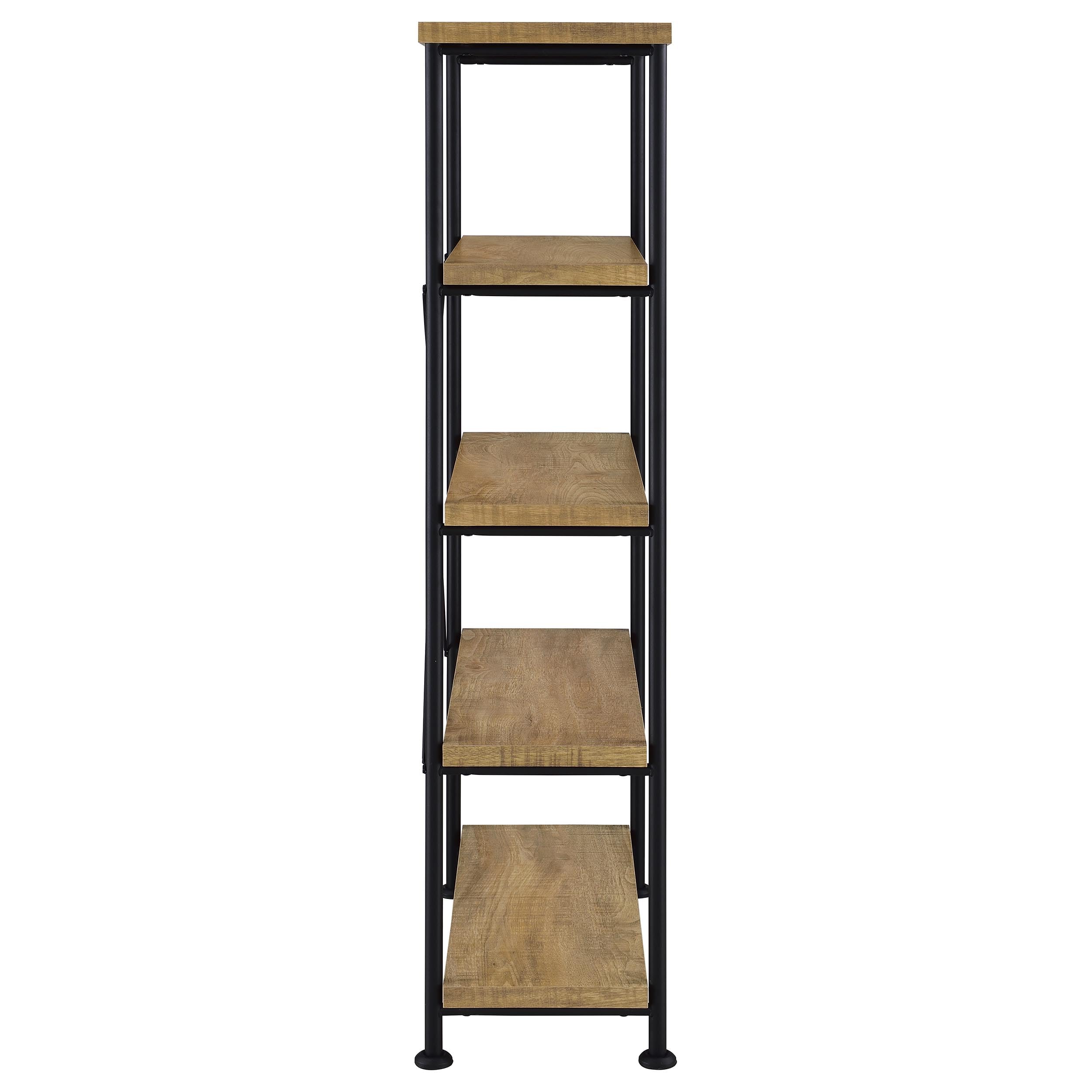 Coaster Home Furnishings - Analiese - Wood and Metal - 4-Tier Bookshelf with Open Shelves, X-Back Bracing, and Rectangular Frame - Home Office - 63-Inch - Mango - 802003