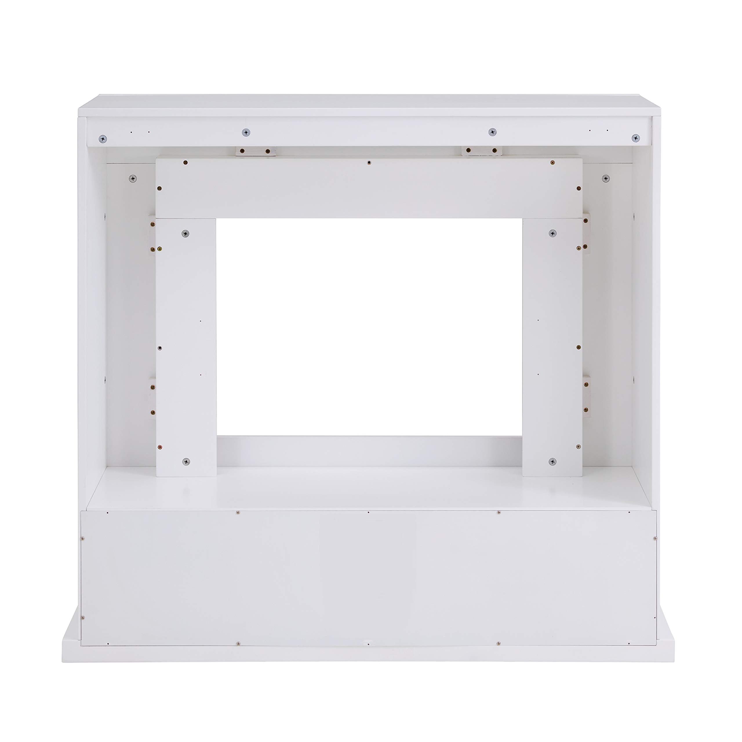 SEI Furniture - Lirrington Stainless Steel Touch Screen Electric Fireplace - Transitional Design, Grey Glass and Wood - Ideal for Living Room, Bedroom (FR1028059)