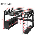 Bellemave Queen Size Loft Bed with Desk & Clothes Rack, All-in-One Heavy Duty Metal Loft Bed Frame with Storage Cube & Shelf, Space Saving Loft Bed Queen Size for Adult, Teen, Kids, Apartment, Black