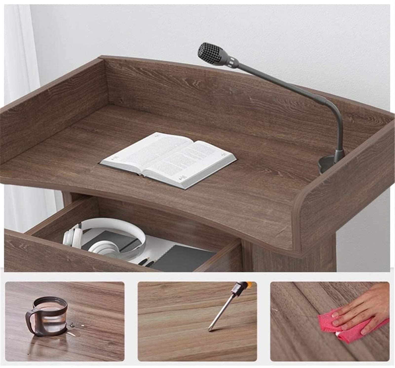 CAMBOS Lectern Podium Stand, Lectern Podium Stand,Podium Simple Modern Welcome Shopping Guide Reception Customer Desk Host Stage Podium Speaking Ceremonial Lectern Desk Teacher's Desk