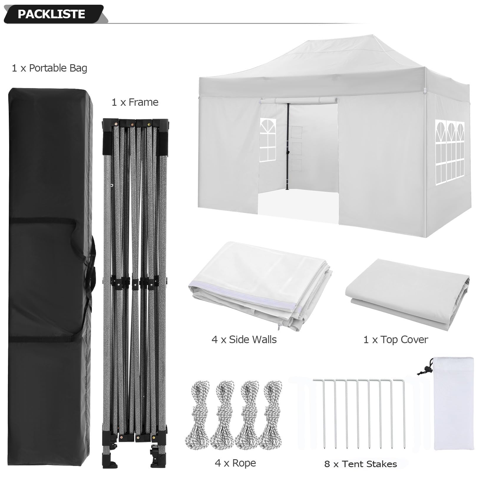COBIZI 10x15 Pop up Canopy Tent 10x15 Canopy with 4 Sidewalls Waterproof Heavy Duty Commercial for Parties Outdoor Garden Gazebo Tent, Carry Bag(10x15ft, White)
