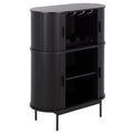 SAFAVIEH Furniture - Erdwing Bar Cabinet - Black - Tambour Door Wine & Liquor Storage Cabinet with Glassware Rack - Ideal for Living Room, Home Bar, Dining Space (BCT3100B)