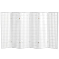 Red Lantern 5 ft. Tall Window Pane Shoji Screen - White - 6 Panels