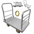 Lomive 2IN1 48"×24" Platform Truck Cart 2650lbs Heavy Duty Flatbed Cart Dolly w/Detachable Rear Guardrail and Swivel Casters, Push Cart, Work Gloves 2Pairs & 1 Bunge Cord Included
