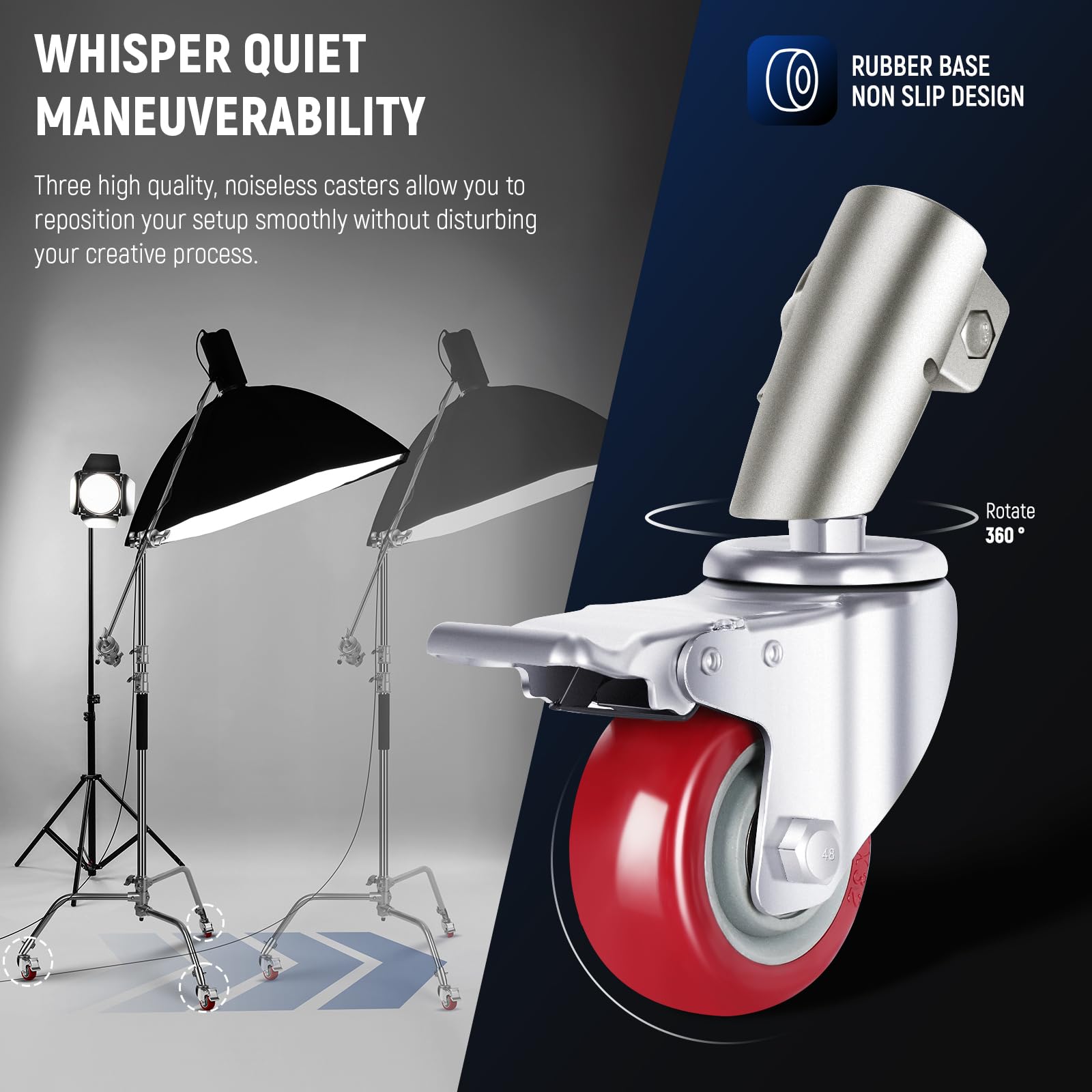 NEEWER Heavy Duty Light Stand, Metal 11.15ft/3.4m Adjustable Photography C Stand Tripod with Boom Arm Built in Spring Cushion 1/4" Screw for Studio LED Lights, DSLR Camera, Max Load: 22lb/10kg, Black