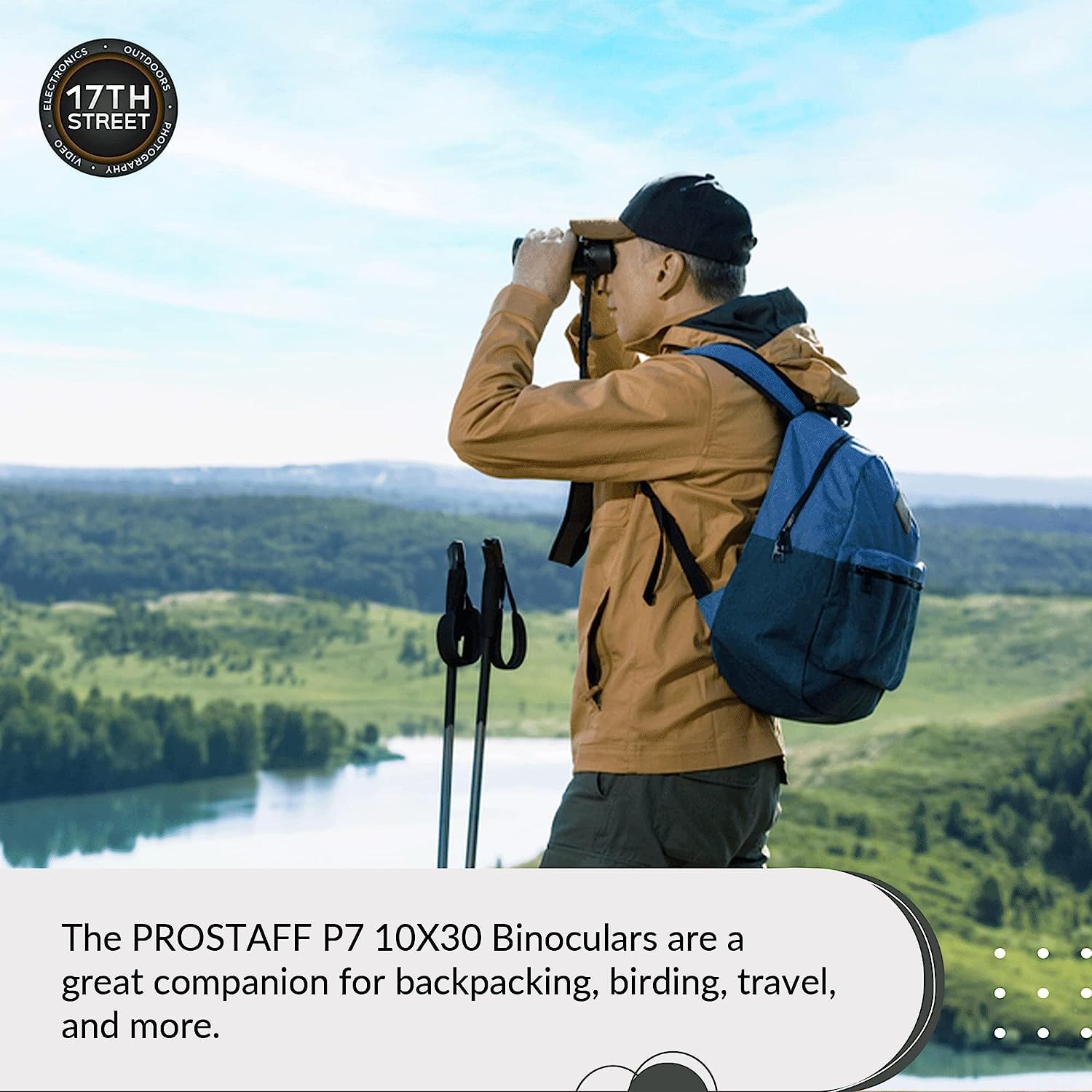 Nikon PROSTAFF P7 10x30 Waterproof Binocular for Adults | Small & Compact Travel Binoculars for Bird Watching | Binocular Harness Strap, Lens Pen Cleaning System, & Flashlight Bundle Set