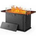 Ciays 43-Inch Rectangular Propane Fire Pit with 60,000 BTU Output, Fire Pit Table Premium Gas for Outside Patio with 304 Stainless Steel H-Burner, Glass Stones, and Wind Guard,Black