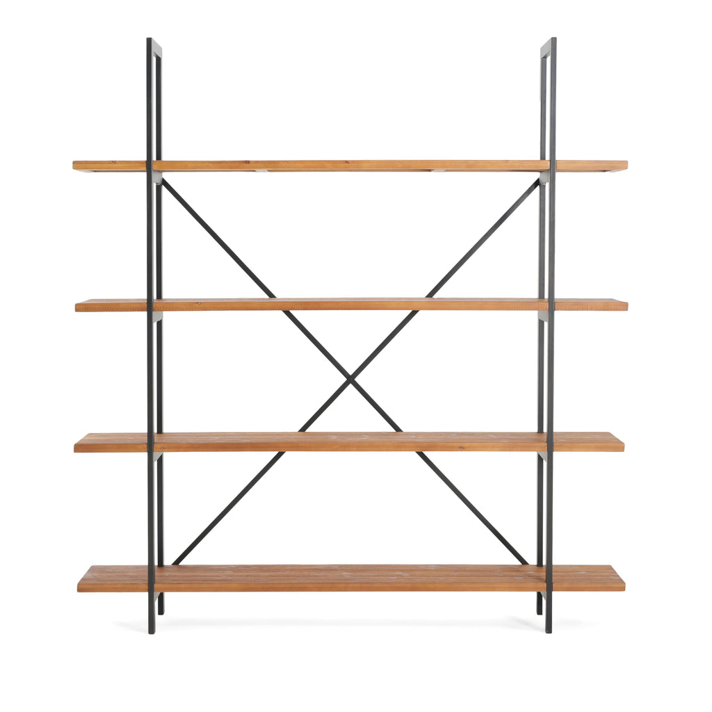 Christopher Knight Home Ebany 4 Tier Bookshelf, Industrial Large Bookcase, Open Display Shelf, Corner Shelf, Metal Frame Book Organizer, Wide Rectangular Storage for Home Living Room, Antique Black