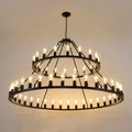 WOGON WEEL Wagon Wheel Chandelier 2 Tier 54-Light 60-inch, Farmhouse Industrial Chandelier Black Rustic Pendant Light Fixture Extra Large for High Ceilings, Living Room Foyer