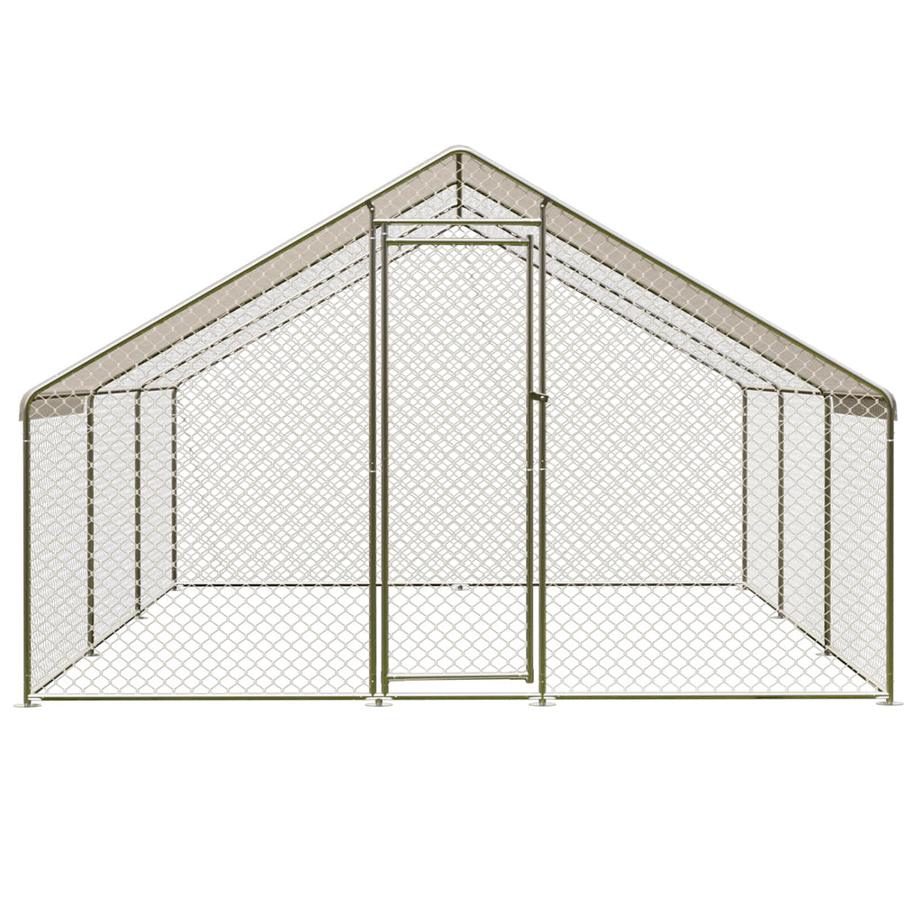 Large Chicken Coop with Cover, Large Metal Chicken Coop,Metal Chicken Run & Spire Roof Outdoor Enclosure with Lock,for Backyard, Farm, Housing Chickens, Ducks, Rabbits