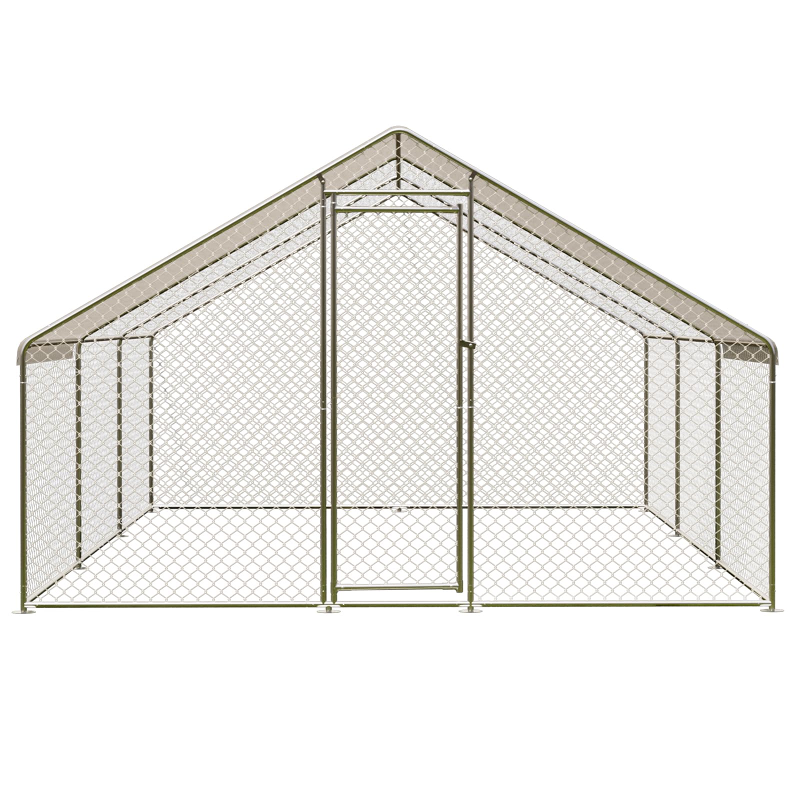Large Chicken Coop with Cover, Large Metal Chicken Coop,Metal Chicken Run & Spire Roof Outdoor Enclosure with Lock,for Backyard, Farm, Housing Chickens, Ducks, Rabbits