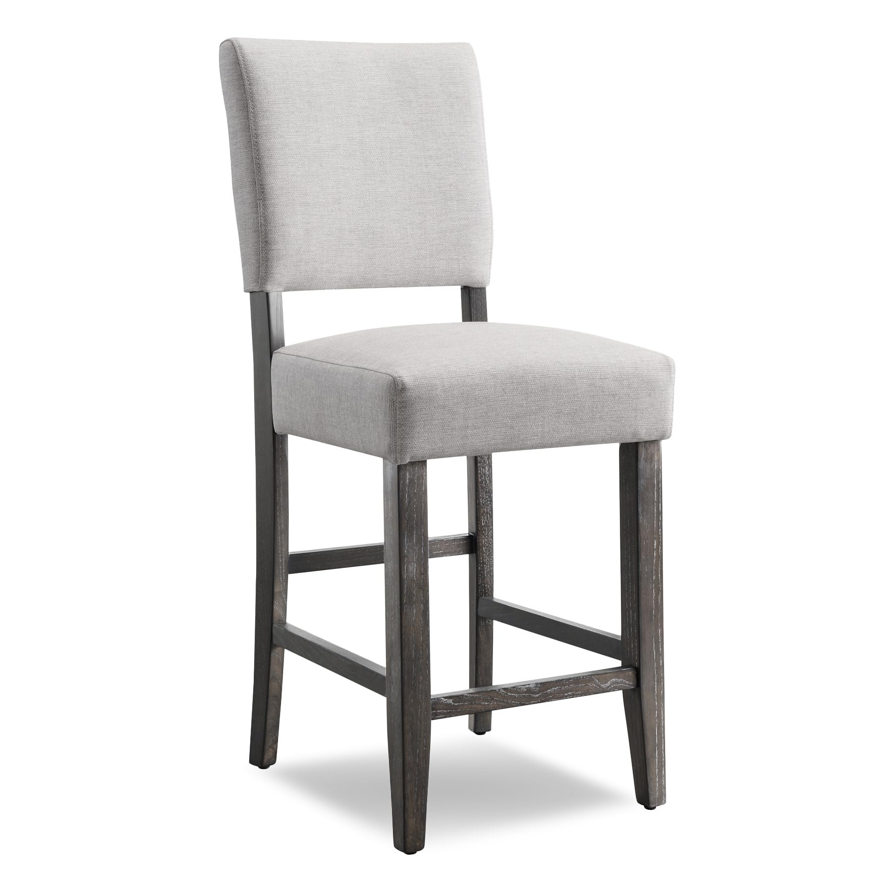 Leick Home Brax Counter Height Stool with Upholstered Back and Wood Base – Set of 4 for Elevated Kitchen Counters, High Top Tables, and Bars – Modern Chairs in Blackbean and Heather Gray, 214932