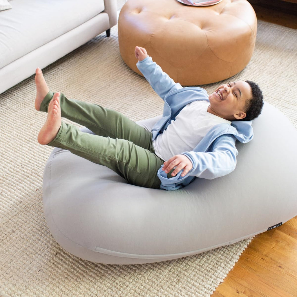 The Moon Pod Bean Bag Chair - Large, Modern Beanbag for Adults, Kids and Teens. Washable Stretch Cover Filled with Thousands of High Density Micro-Beads (Light Blue).