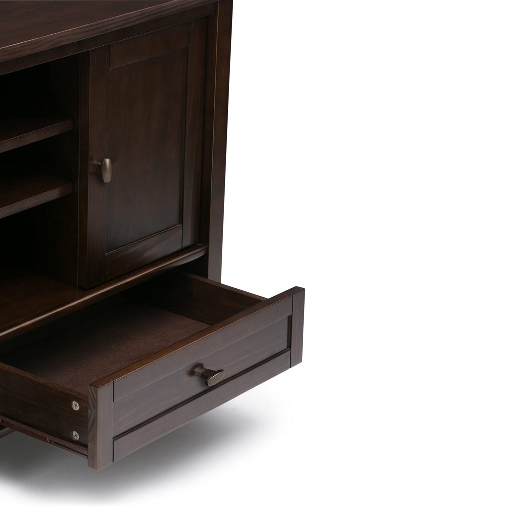 SIMPLIHOME Warm Shaker TV Stand - 47 inch Wide Solid Wood Media Console in Tobacco Brown, Transitional Entertainment Center for TVs up to 50 Inches with 2 Cabinets, 2 Drawers, and Cord Management