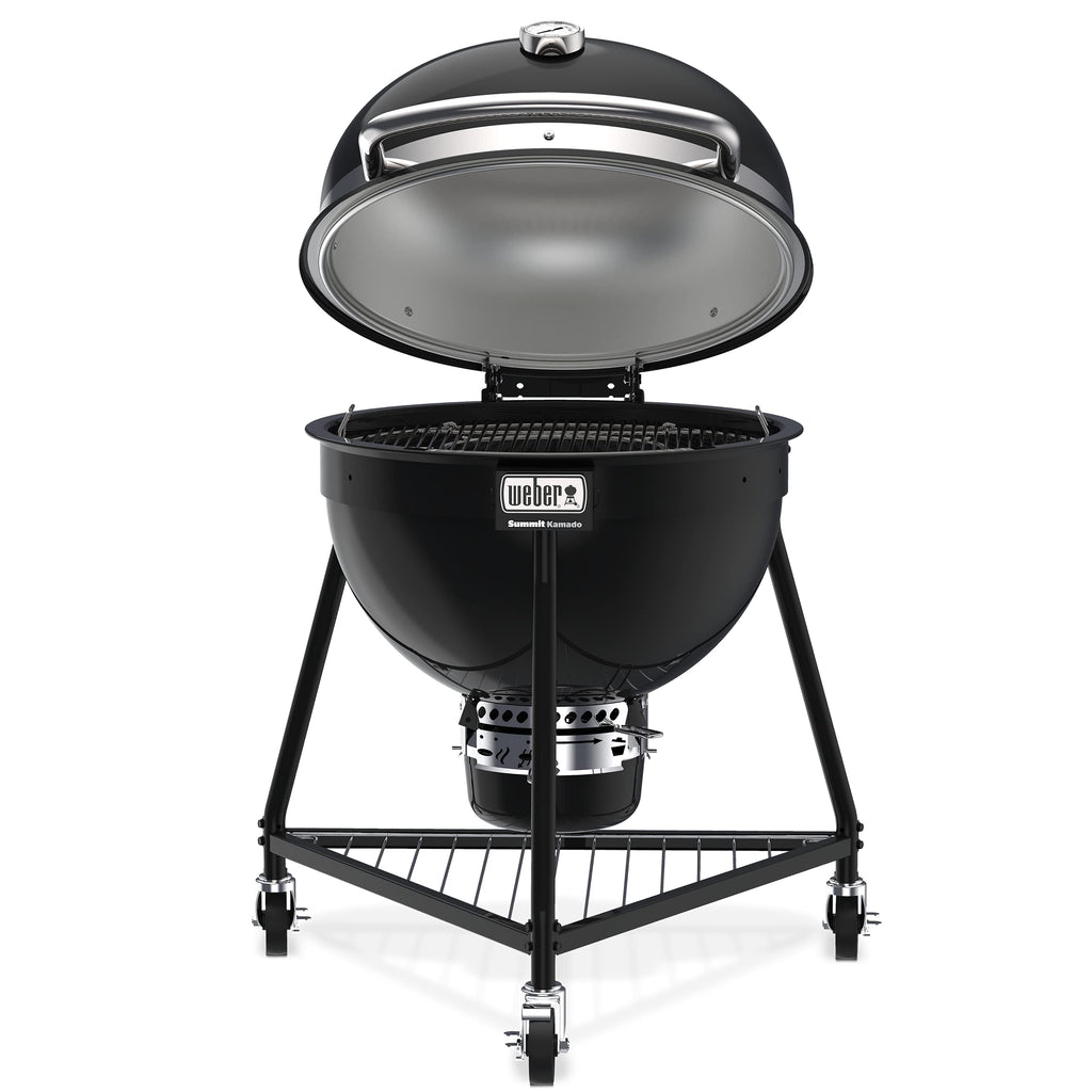 Weber Summit® Kamado E6 Charcoal Grill, Black – Dual‑Walled Insulated Steel Kamado with 24" Cooking Area, Porcelain‑Enameled Kettle & One‑Touch Cleaning System
