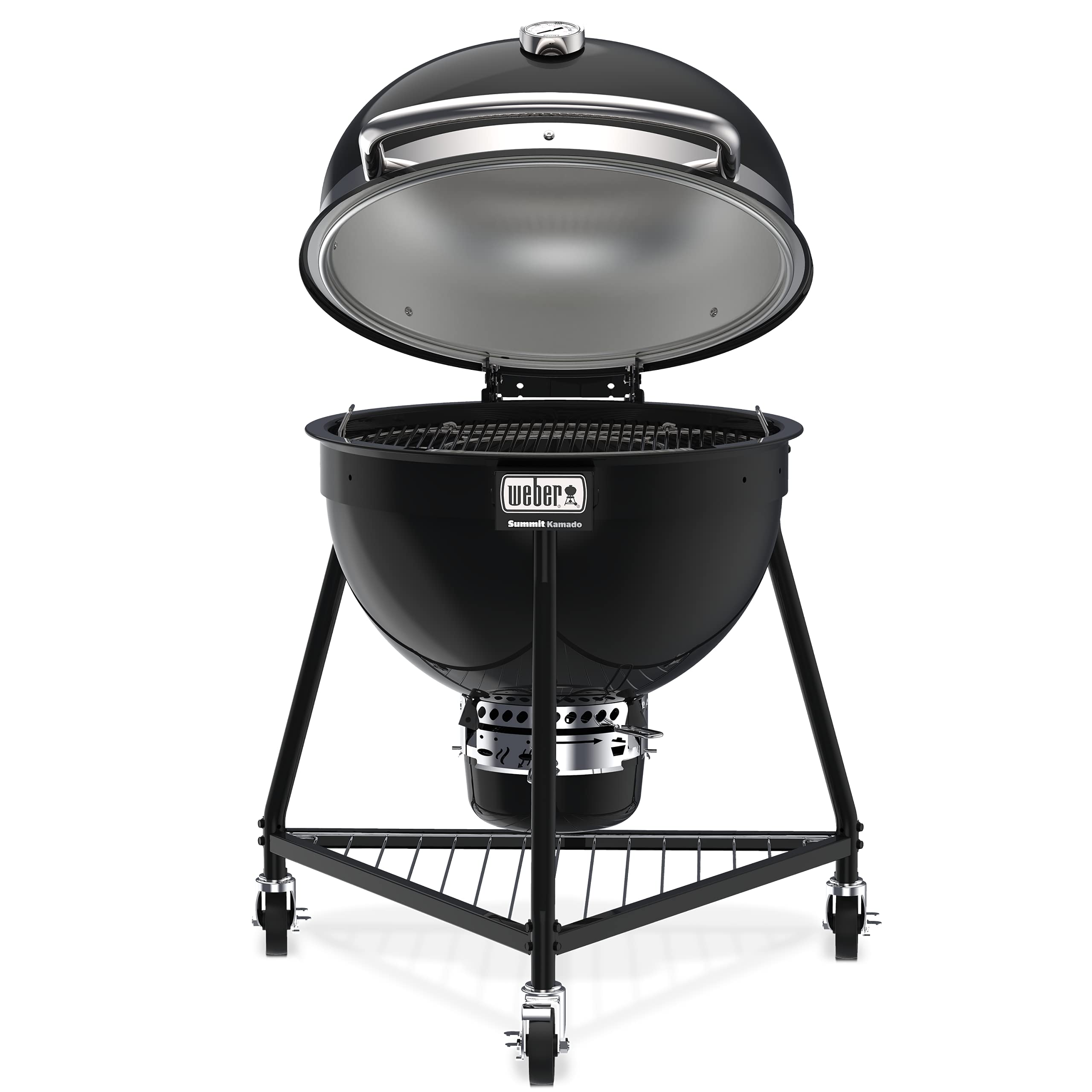 Weber Summit® Kamado E6 Charcoal Grill, Black – Dual‑Walled Insulated Steel Kamado with 24" Cooking Area, Porcelain‑Enameled Kettle & One‑Touch Cleaning System