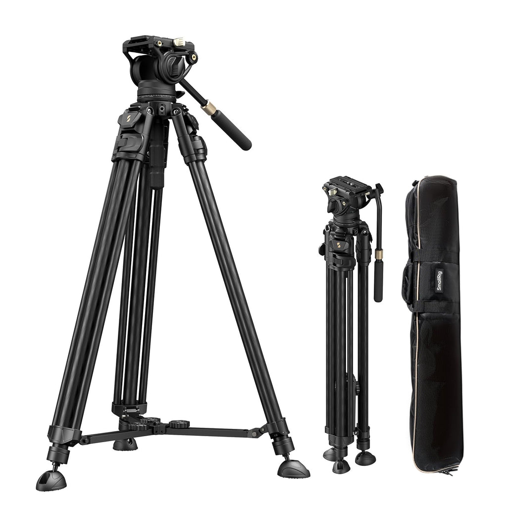 SmallRig AD-50 Max Heavy Duty Video Tripod, 68.5" Carbon Fiber Lightweight Tripod with FreeSpeed One-Step Height Adjustment, Fluid Head, Dual-Mode QR Plate, Load up to 17.6lb