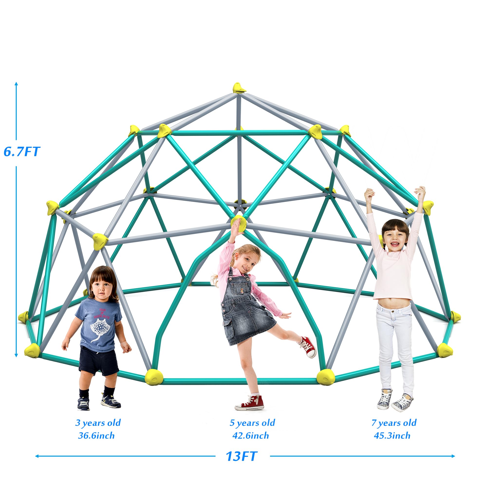 Virubi 13 FT Climbing Dome for Kids 3 +, Geometric Dome Climber Play Center - Supports 1000LBS Outdoor Playset, Easy Assembly and Move