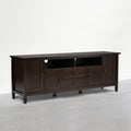 SIMPLIHOME Warm Shaker TV Stand - 72 inch Wide Solid Wood Media Console in Mocha Brown, Transitional Entertainment Center for Living Room for TVs up to 80 Inches with Cabinets and Cable Management
