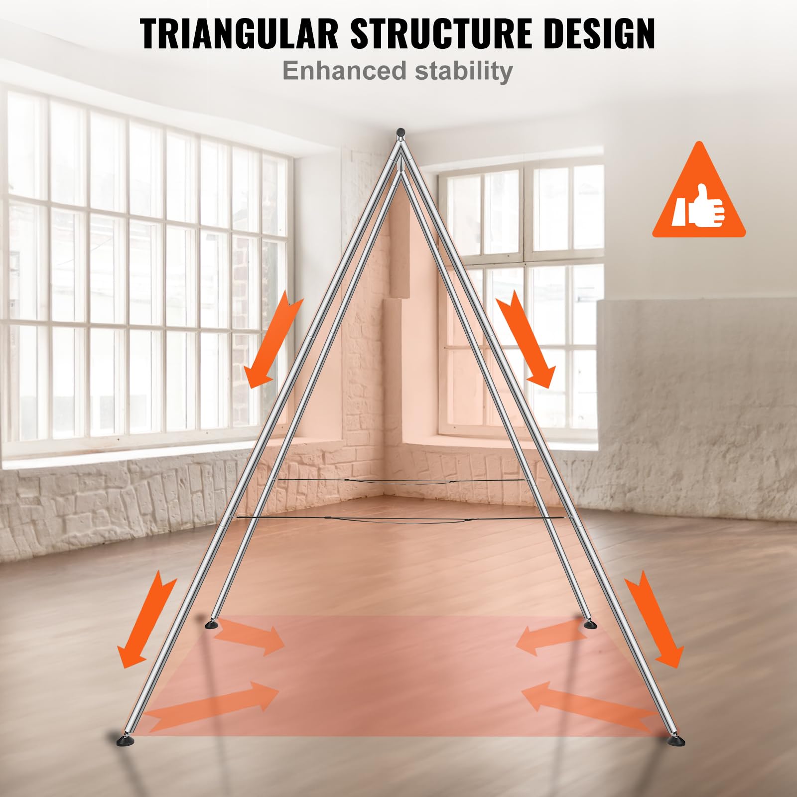 VEVOR Aerial Yoga Frame, 9.67 ft Height Swing Stand, Max 551.15 lbs Load Chrome-Plated Steel Pipe Inversion Yoga Rig for Indoor Outdoor Use