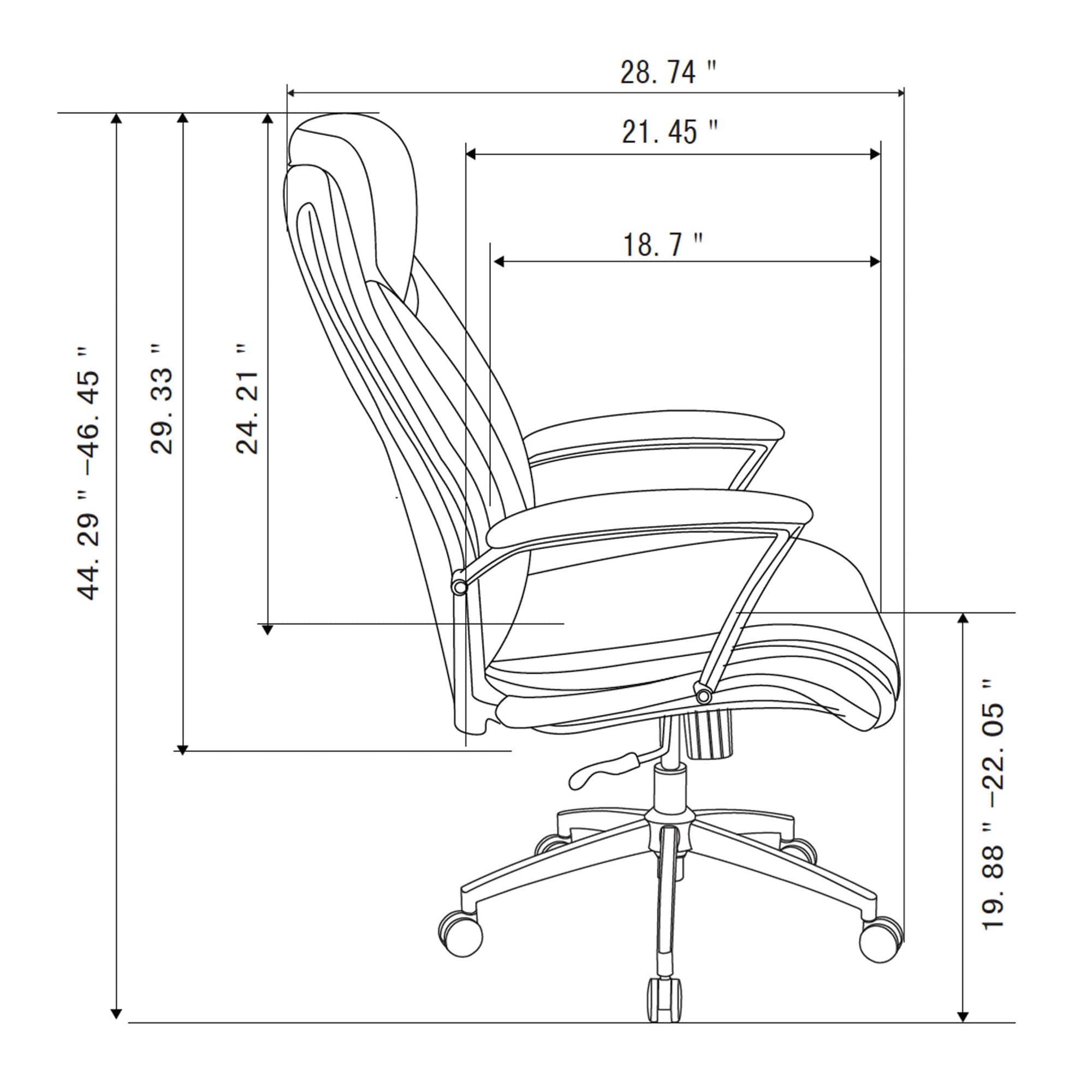 Realspace® - Chair - Modern Comfort Verismo Bonded Leather High-Back Executive Chair, Black/Chrome - 31" x 14" x 24.5"