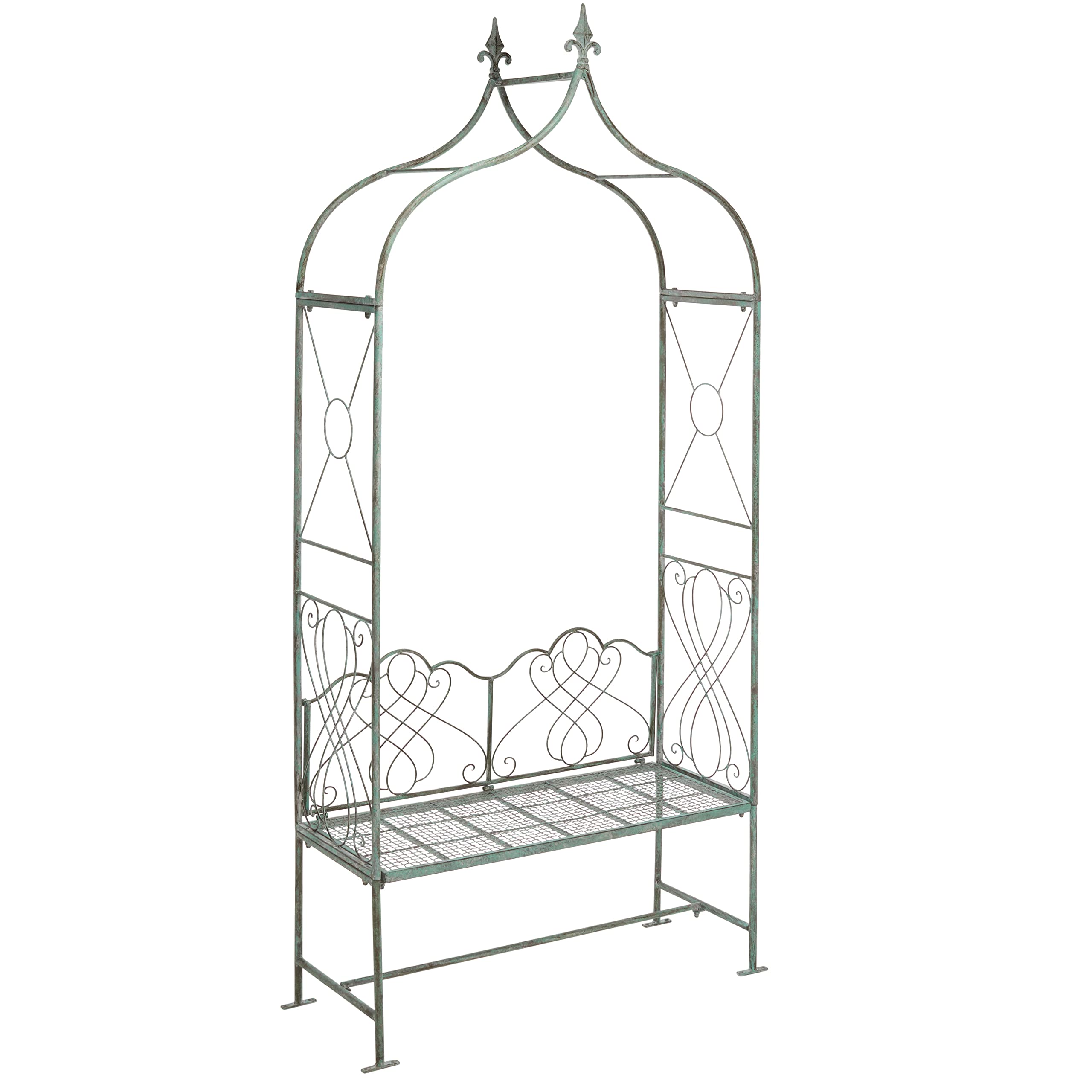 SAFAVIEH Outdoor Collection Eloise Victorian Antique Dark Green Wrought Iron Garden Arch Arbor