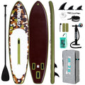 FunWater SUP Inflatable Stand Up Paddle Board Ultra-Light Inflatable Paddleboard with SUP Accessories,Fins,Adjustable Paddle, Pump,Backpack, Leash, Waterproof Phone Bag(Brown)