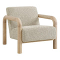 Modway Sereno Modern Boucle Fabric Accent Chair in Marble Oak with Rounded Wood Armrests – Upholstered Lounge Chair for Living Room or Bedroom