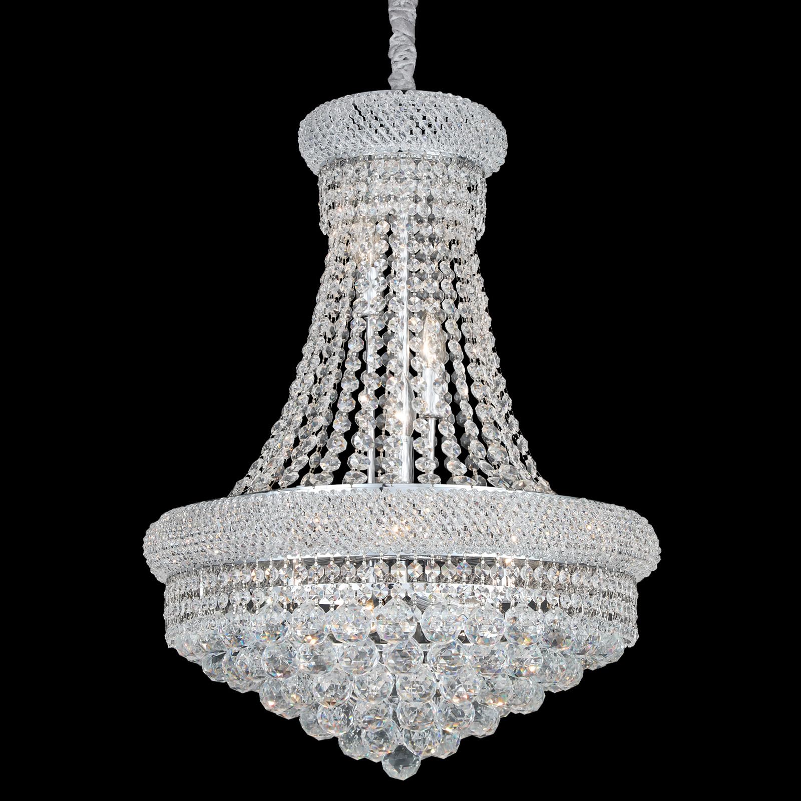 Gifarich Crystal Chandeliers for Dining Room Light Fixture,Empire Style K9 Crystal Chandeliers for Entryway,12 Lights Chrome Luxury Lighting Fixtures for Living Room Stairway Bedroom Foyer D22 Inch