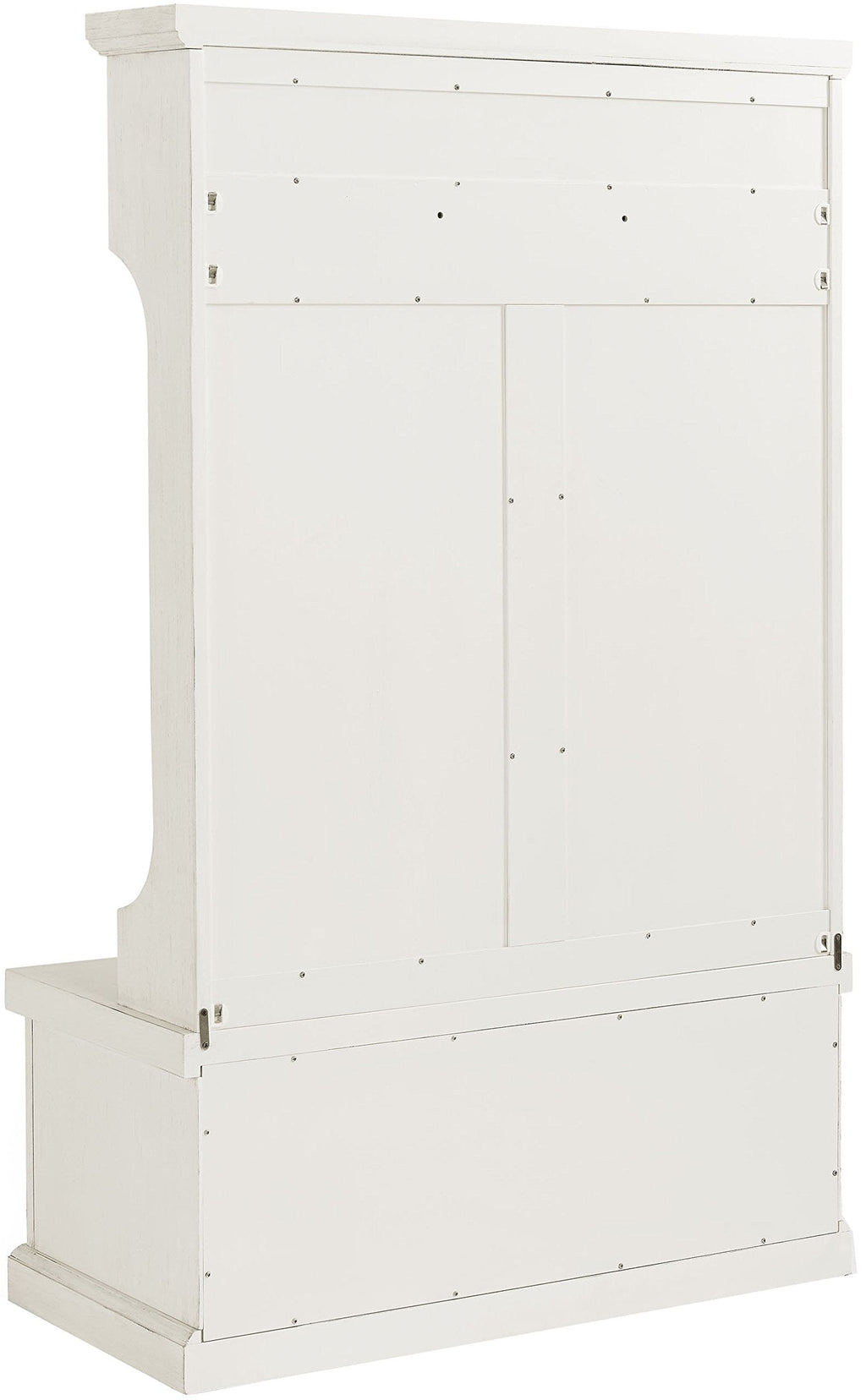 Crosley Furniture Seaside Hall Tree with Shoe Rack Bench and Coat Hooks for Hanging Storage, Distressed White