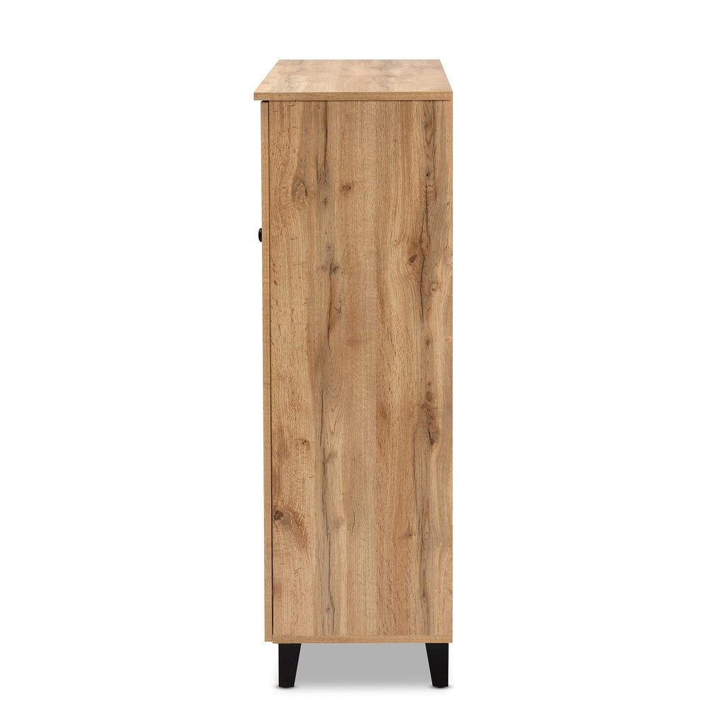 Baxton Studio Coolidge Shoe Cabinets, Oak Brown/Black