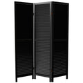 Red Lantern 6 ft. Tall Wooden Louvered Room Divider Black 3 Panel