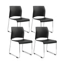 OEF Furnishings OEF8810-11-10/4 Commercial Stack Chair (Hard Plastic Seat and Back, Black, Chrome Frame, 4-Pack)
