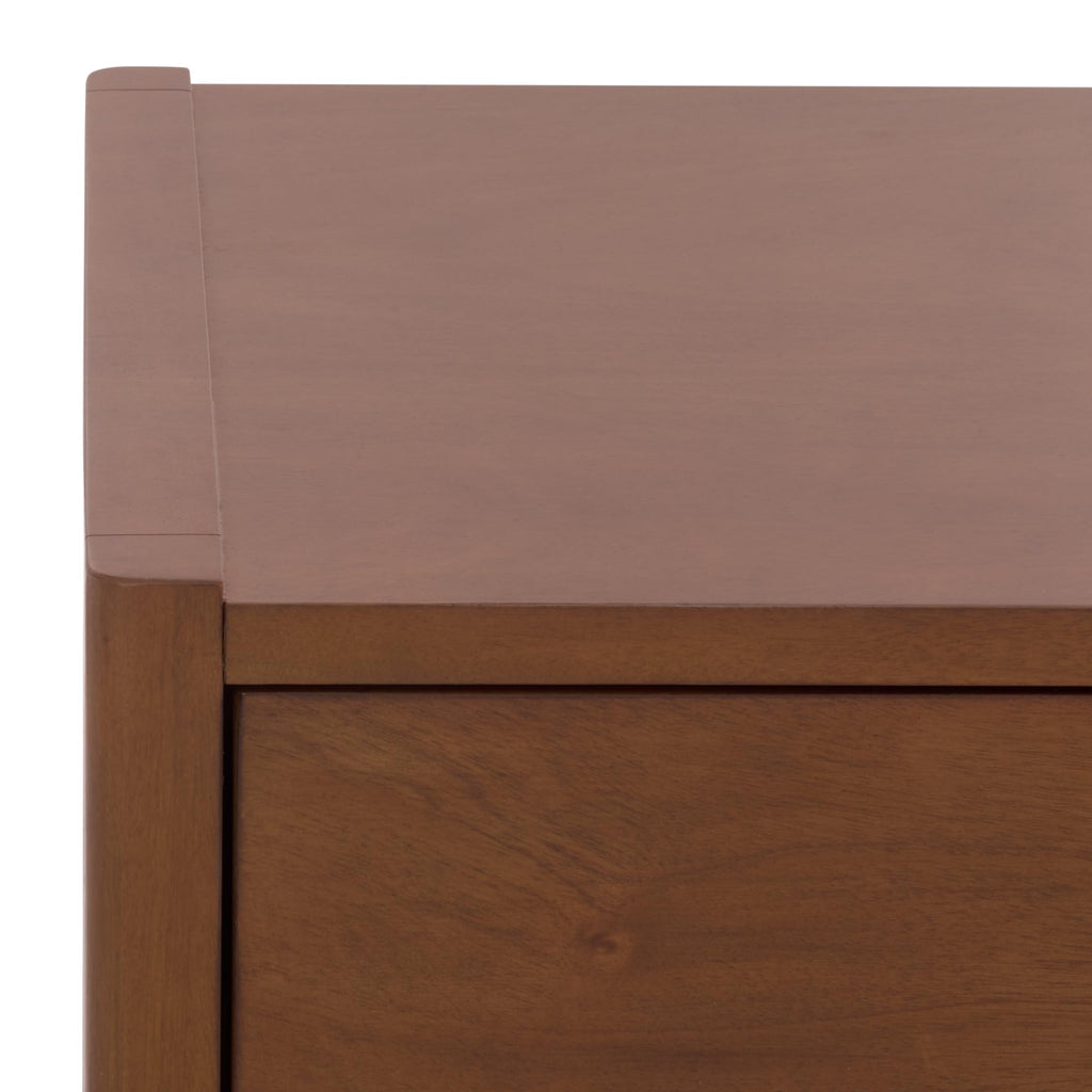 SAFAVIEH Couture Collection - Mayalyn Walnut & Black Wood 2 Drawer Nightstand, Modern Bedside Table with Storage, Fully Assembled Bedroom Furniture (SFV7722A)