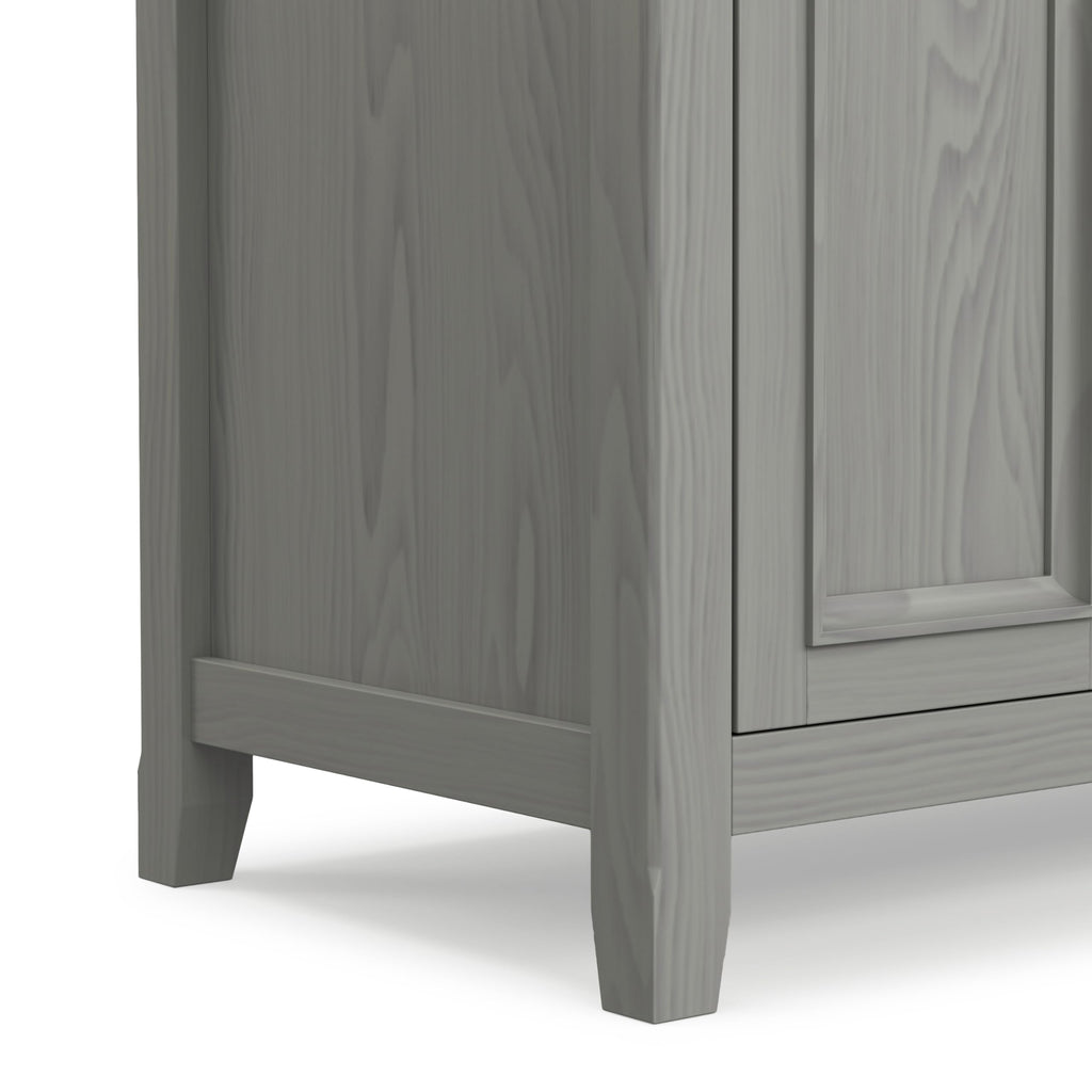 SIMPLIHOME Amherst TV Stand - 72 inch Wide Solid Wood Media Console in Fog Grey, Transitional Entertainment Center for Living Room for TVs up to 80 Inches with Shelves and Cable Management
