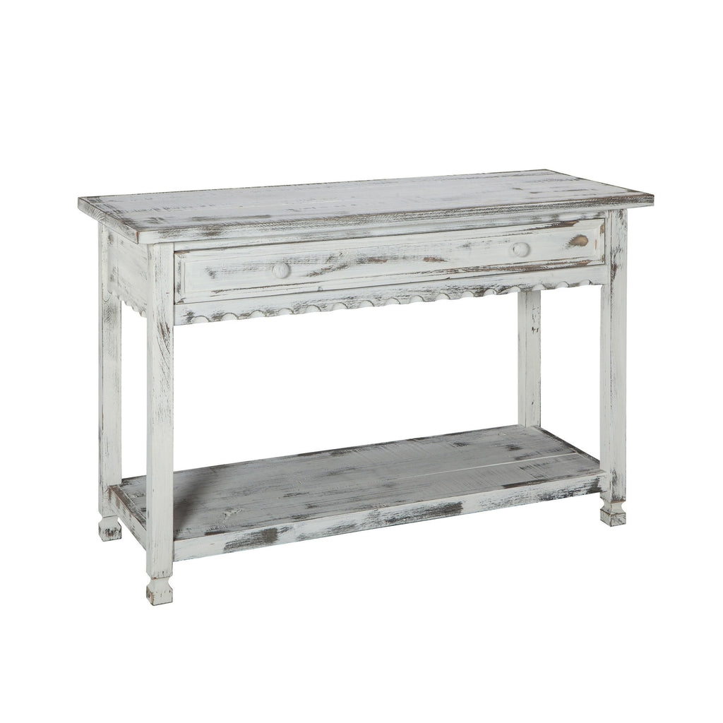 Alaterre Furniture Rustic Country Cottage Console Table with 1 Drawer & 1 Shelf, Distressed Finish - Perfect for Living Room, Entryway, Hallway