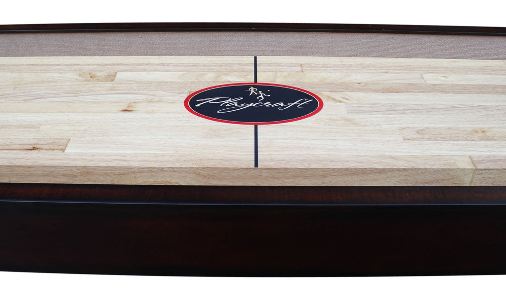 Playcraft Georgetown Shuffleboard Table with Storage Cabinet - Shuffle Board Game Table with Matching Abacus, 8 Pucks, Brush & Wax - Pro Climate Adjusters - Hand-Stained Espresso Finish - 14ft